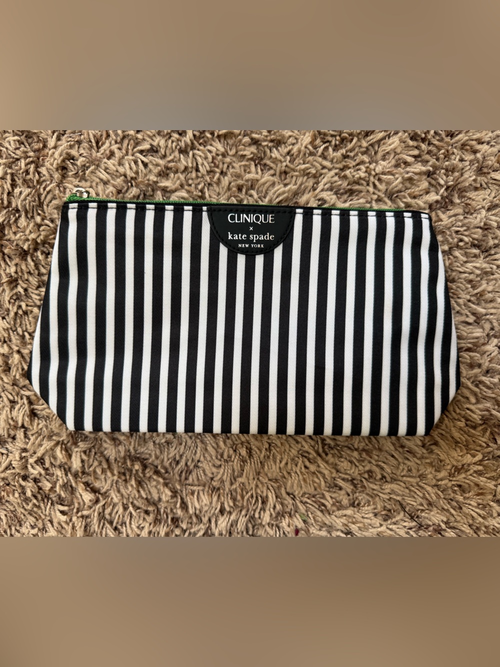 kate spade Green and Black Striped Cosmetic Pouch (new)